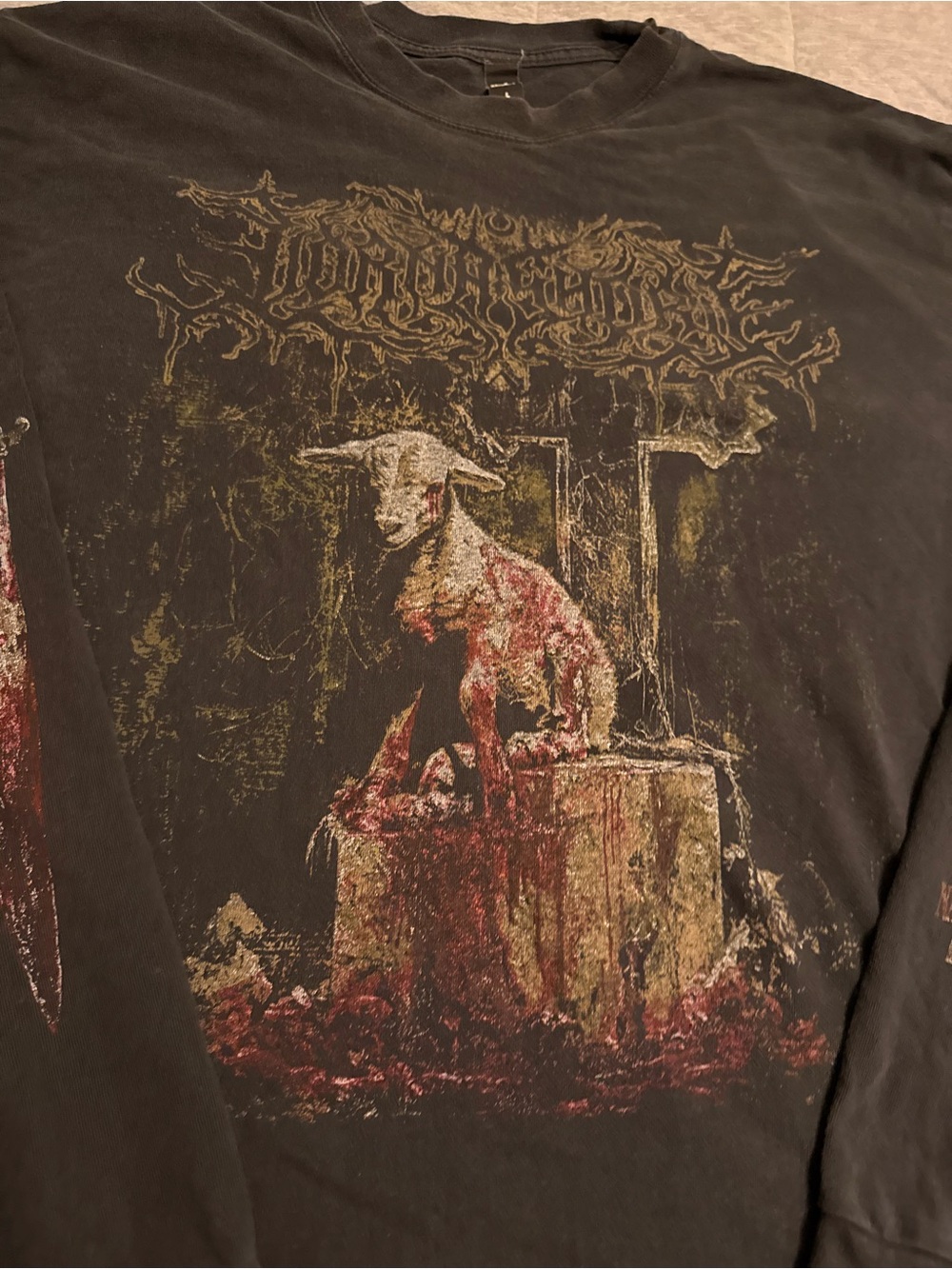 Lorna Shore TourBlack Graphic Long-Sleeve Men's Shirt with Distressed Goat Print - Picture 1 of 7
